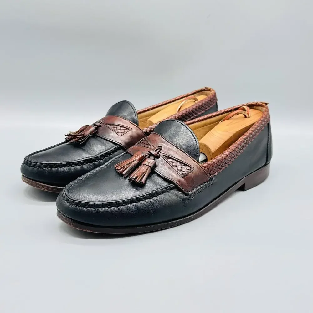 Allen Edmonds Shoes Mens 11.5 Black Brown Leather Maxfield Tassel Loafers Dress